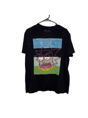 Rick & Morty Graphic T-Shirt Black Adult Swim Ripple Junction Size Large